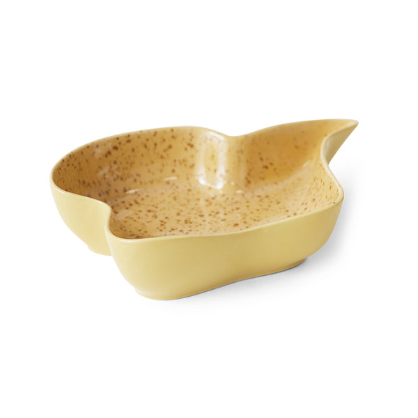 yellow speckled freestyle stoneware bowl