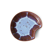 brown and blue organic shape ceramic plate