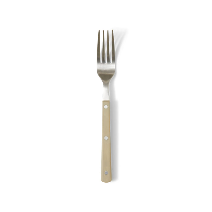 stainless steel and olive green bistro style fork