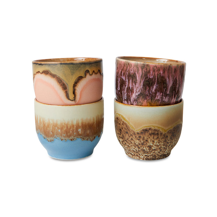 70s ceramics cafe cups Lagoon (set of 4)