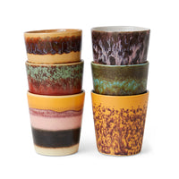 6 ceramic coffee cups in multicolor design