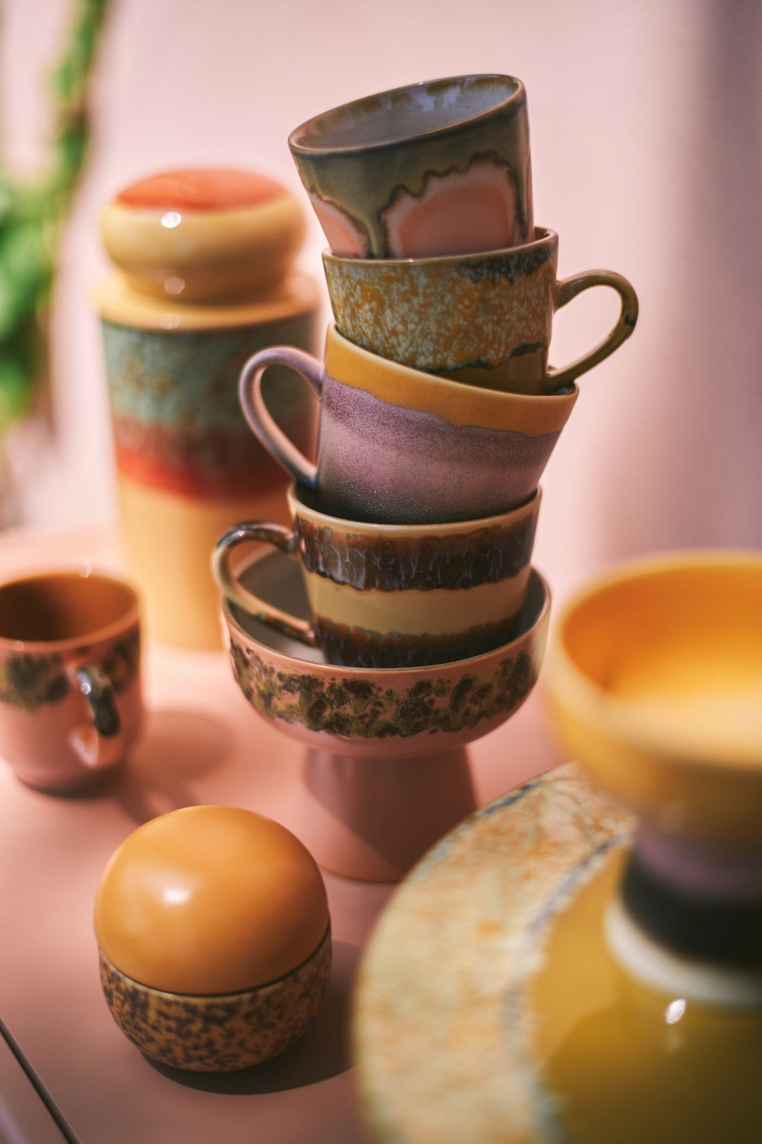 ceramic cappuccino mugs in soft colors