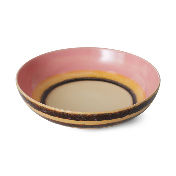 pink brown and yellow large serving bowl