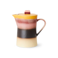 yellow and pink tones  stoneware retro style teapot