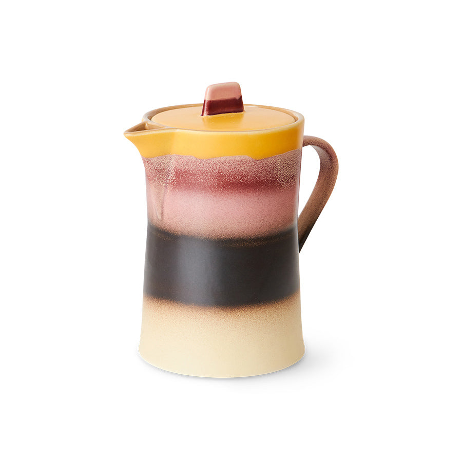 yellow and pink tones  stoneware retro style teapot