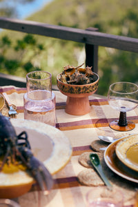 peach colored tapas bowl on base