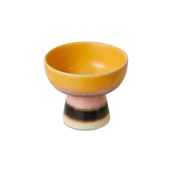 yellow and pink bowl on base