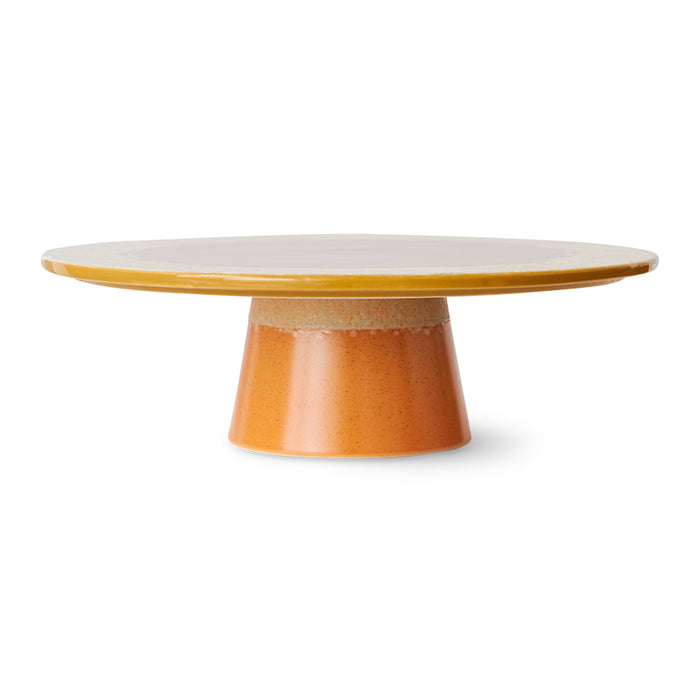 stoneware cake stand orange and yellow tints