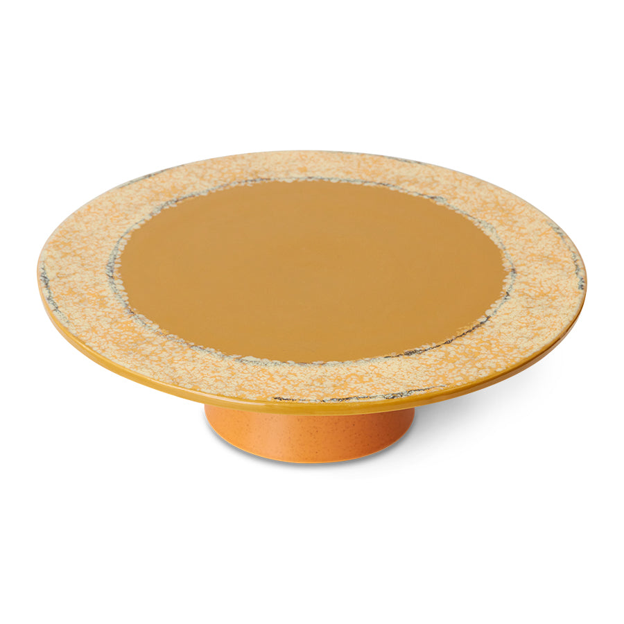 stoneware cake stand orange and yellow tints