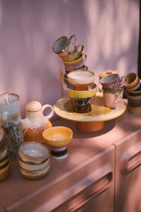 stoneware cake stand orange and yellow tints