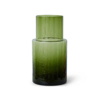 olive green glass tube carafe