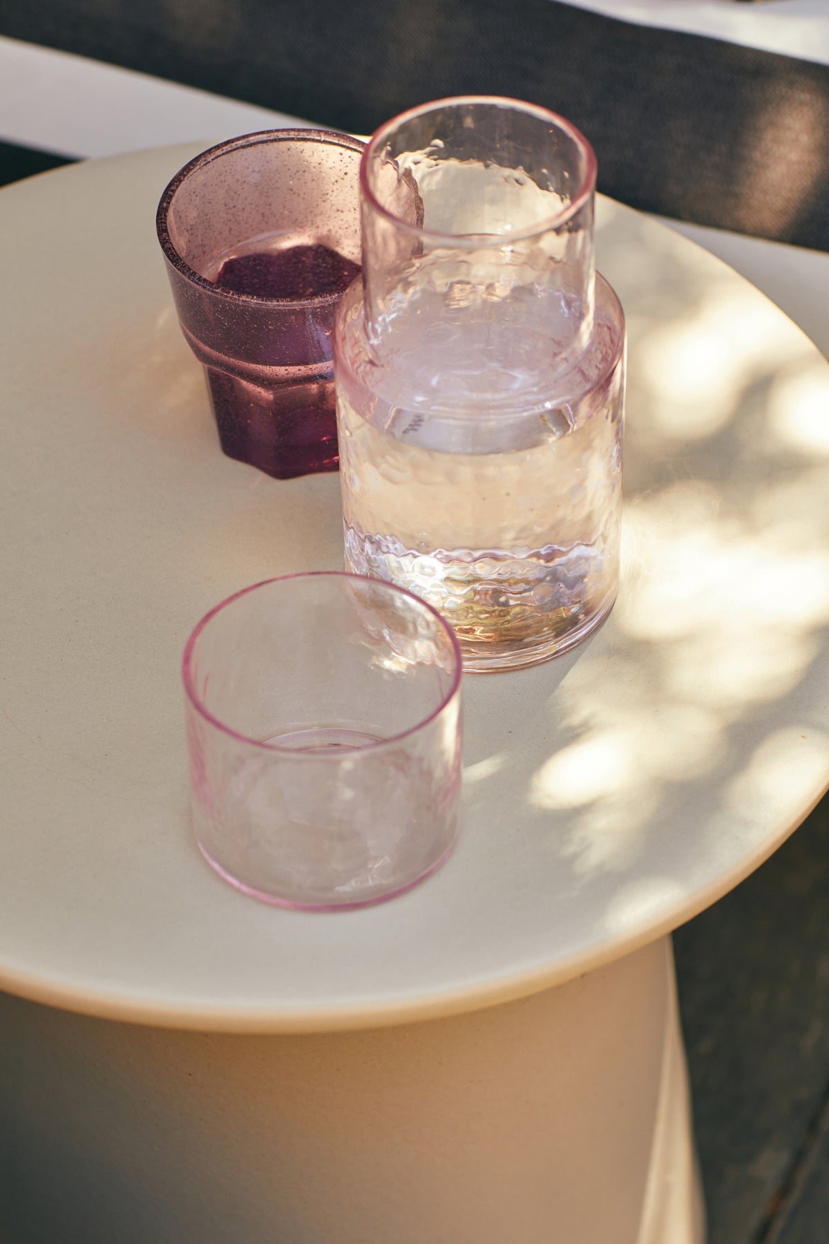 soda glass blush pink carafe