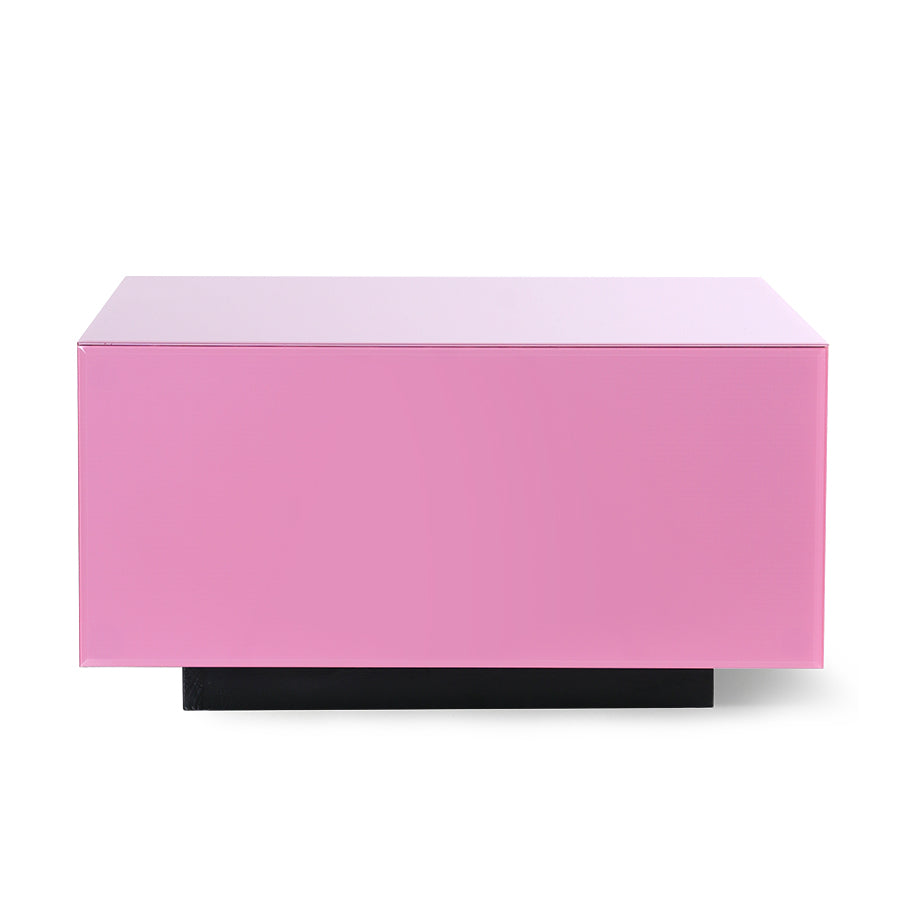 pink square block accent table