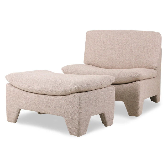 Retro lounge chair + ottoman blush pink mélange