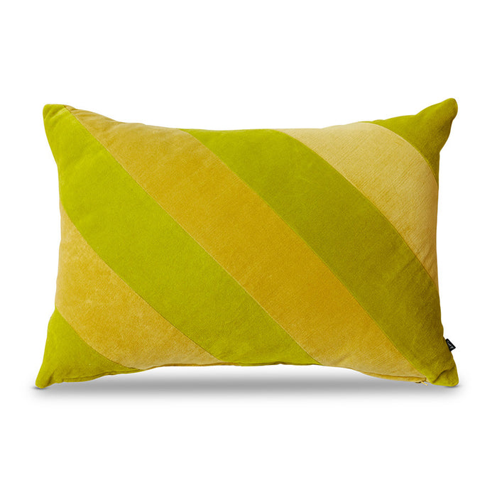 Striped velvet pillow yellow / green
