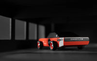 Red and black toy car with 'CANDYLAB' branding on a dark background