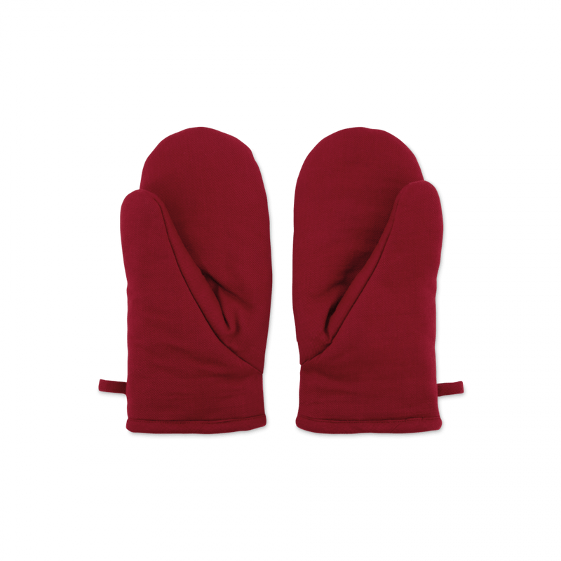 maroon red cotton oven gloves