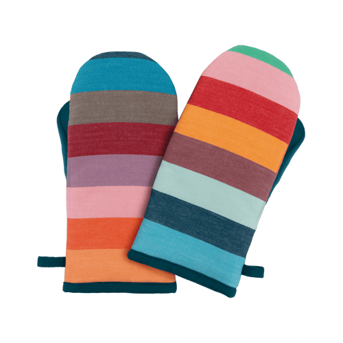 striped cotton oven mittens for baking