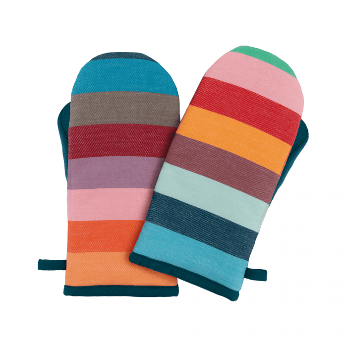 striped cotton oven mittens for baking