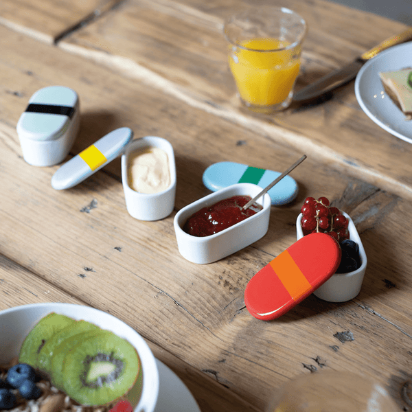 oval shaped porcelain boxes with lid in bold colors