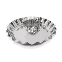 Silver decorative bowl with a textured surface on a white background