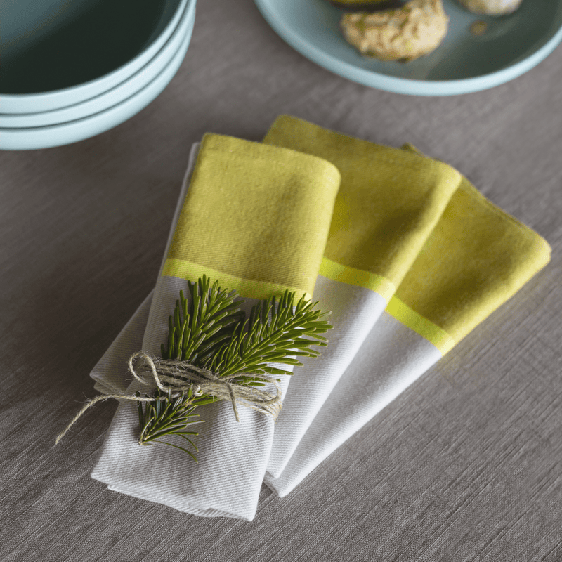 two tones yellow and gray cotton napkins