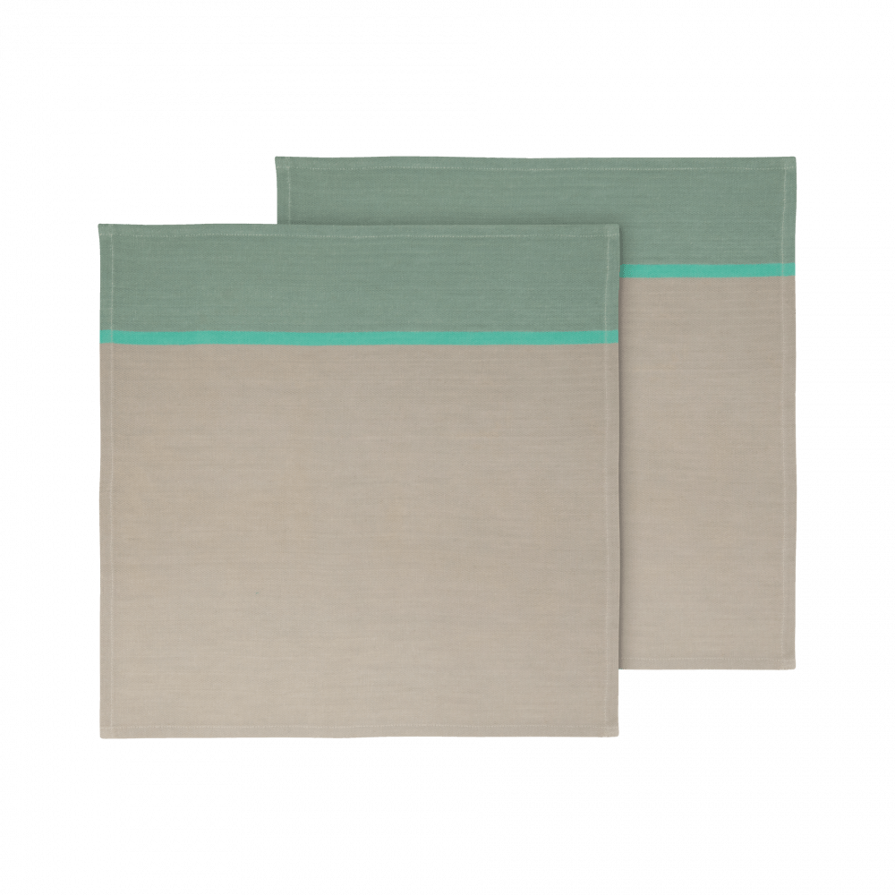 two tones of green and gray cotton napkins