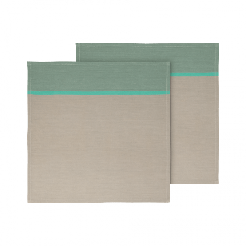 two tones of green and gray cotton napkins