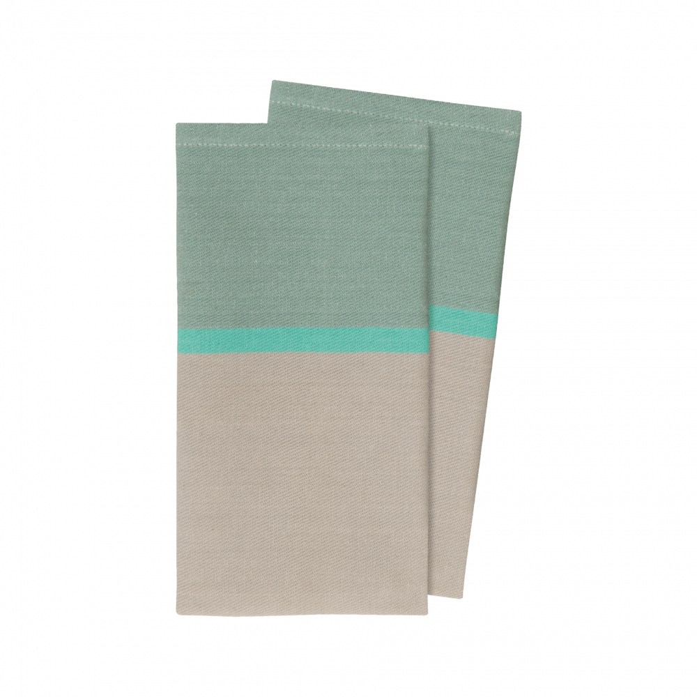 two tones of green and gray cotton napkins