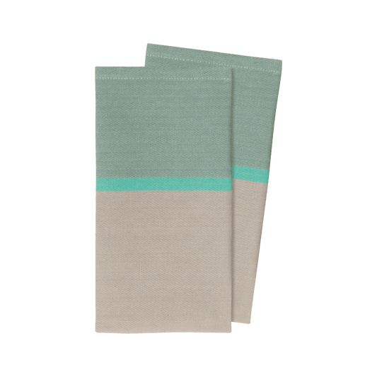 two tones of green and gray cotton napkins