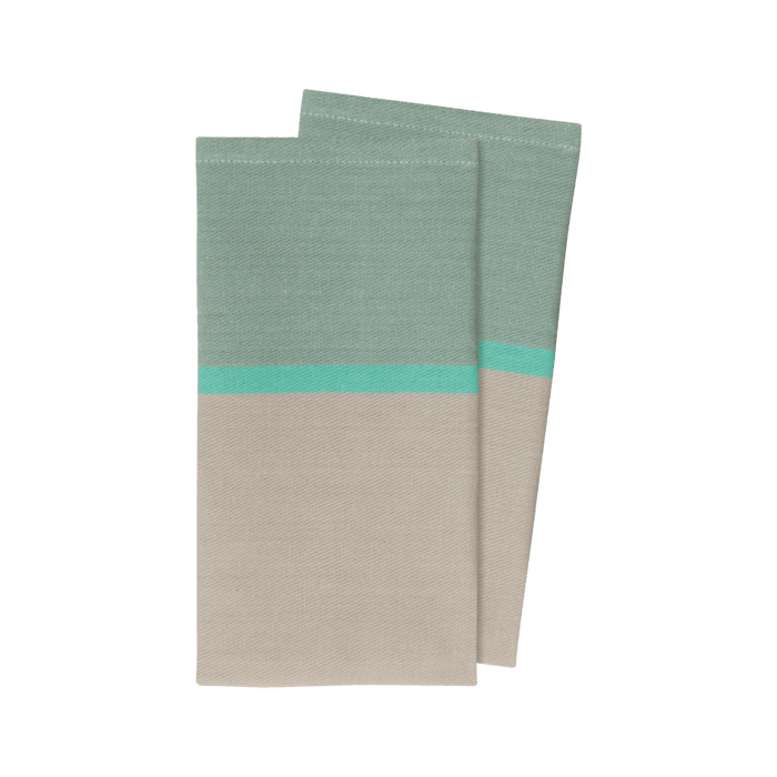 two tones of green and gray cotton napkins