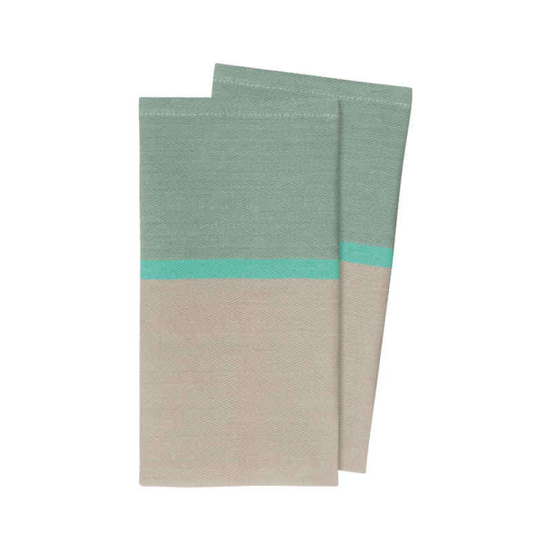 two tones of green and gray cotton napkins
