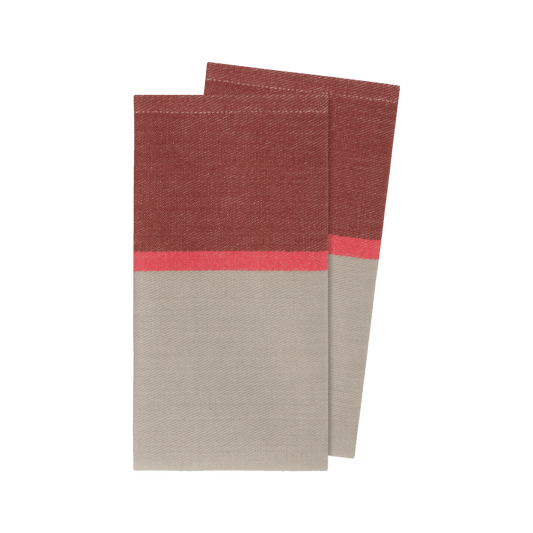 two shades of red and gray cotton napkins