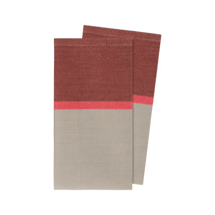 two shades of red and gray cotton napkins