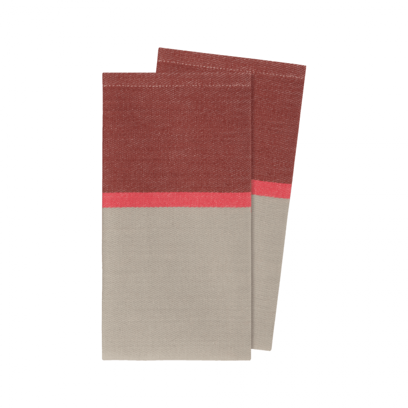 two shades of red and gray cotton napkins