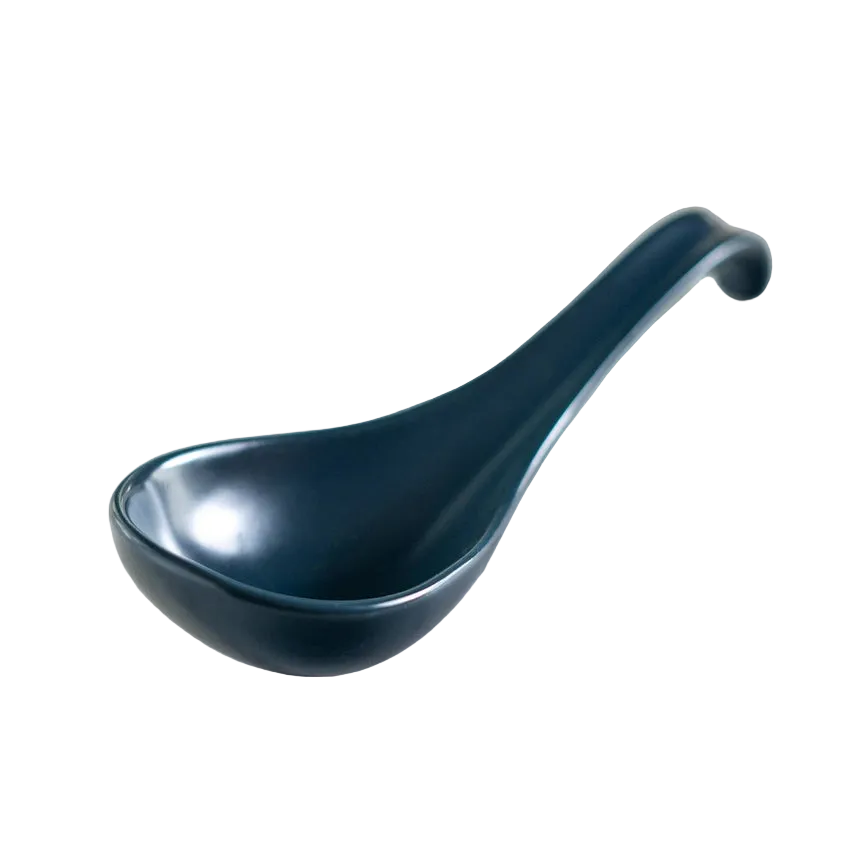 Blue ladle on white background