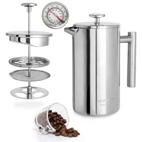 Stainless Steel French Press Coffee Maker - thermometer