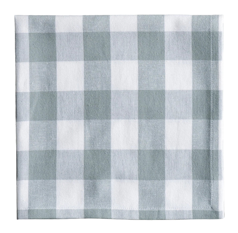 Checkered fabric with blue and white pattern on a gray background