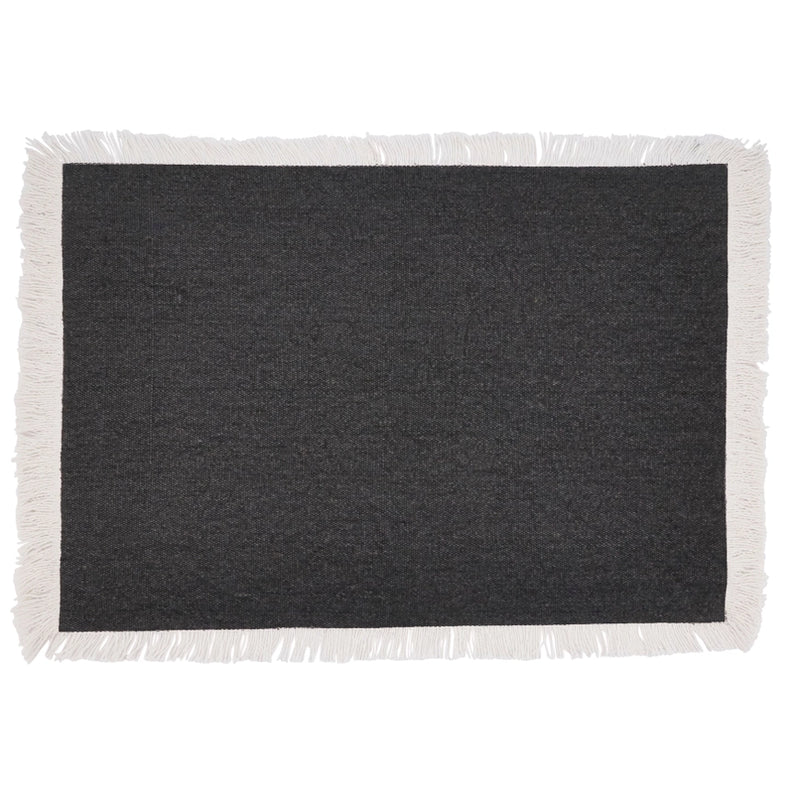 Fringed border placemat - charcoal black (set of 4)