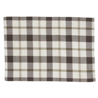 Plaid fabric with brown and beige pattern on a white background