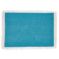 Fringed border placemat - aqua blue (set of 4)