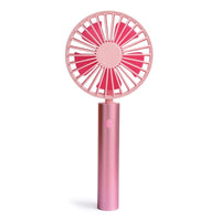 Pink handheld fan on a white background