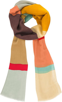 Colorful scarf with a geometric pattern on a white background