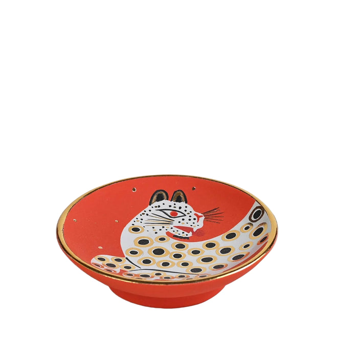 Decorative bowl with a cat design on a white background