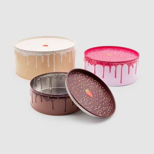 metal round nesting set of 3 cake tins