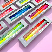 colorful dip dye candles in gift box