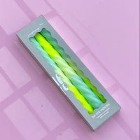 set of 3 neon colored dip dye candles in gift box