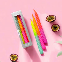 Dip Dye Twisted candles shades of passion fruit (set of 3)