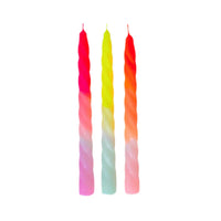 Dip Dye Twisted candles shades of passion fruit (set of 3)