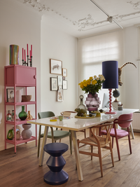 matte blue outdoor accent table in dining room